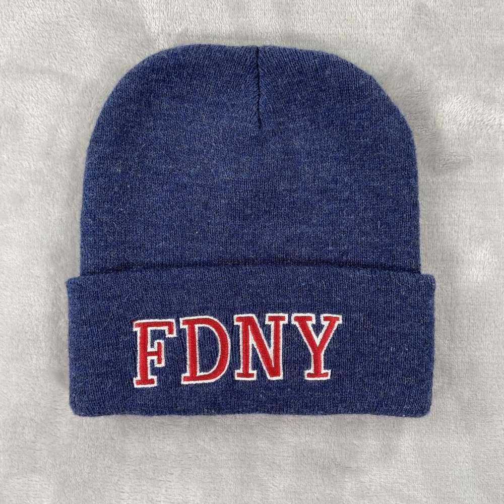 VTG New York Fire Department FDNY Beanie Hat 100% Acrylic Toboggan Warm Cozy